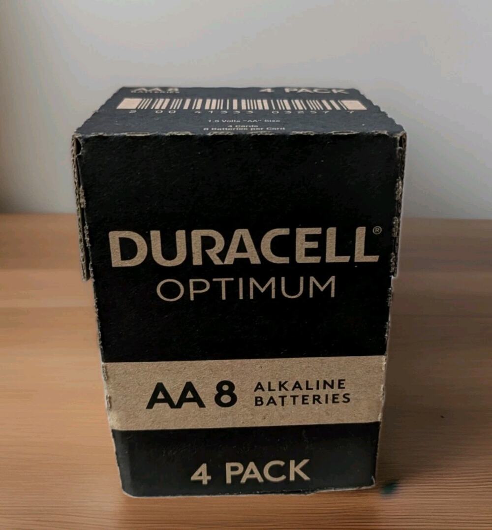 NEW Duracell Optimum AA Alkaline Batteries - 4 Pack -8 Batteries Each / 32 Total